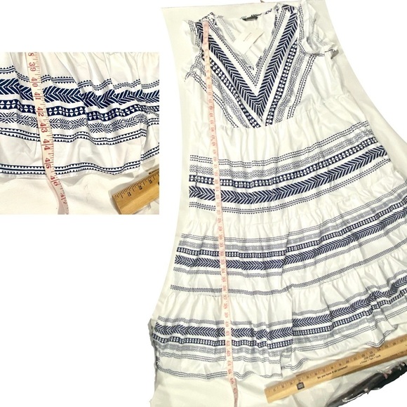 NEW WT - BloomChic Blue Multicolored Maxi Dress with Pockets Size 10 - Picture 9 of 12